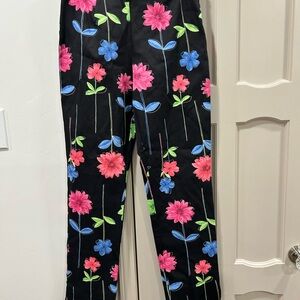 Floral Black and Pink Straight Leg Pant
